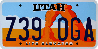 UT license plate Z390GA