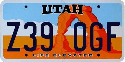 UT license plate Z390GF
