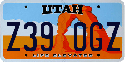 UT license plate Z390GZ