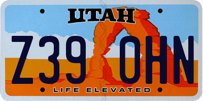 UT license plate Z390HN
