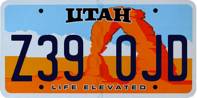 UT license plate Z390JD