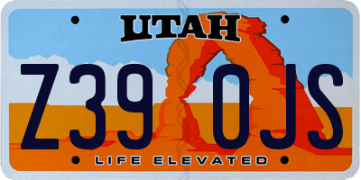 UT license plate Z390JS