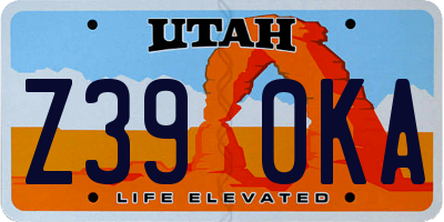 UT license plate Z390KA