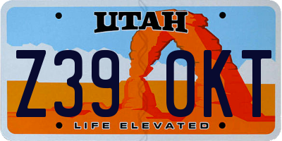 UT license plate Z390KT