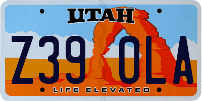 UT license plate Z390LA