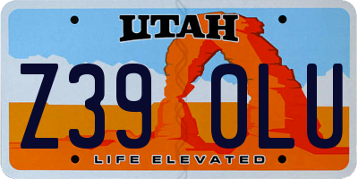 UT license plate Z390LU