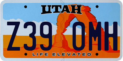 UT license plate Z390MH
