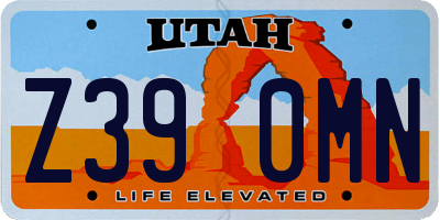UT license plate Z390MN