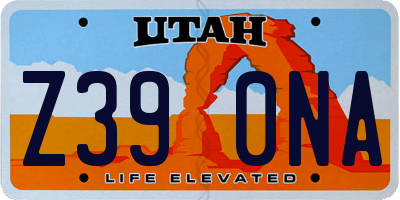 UT license plate Z390NA