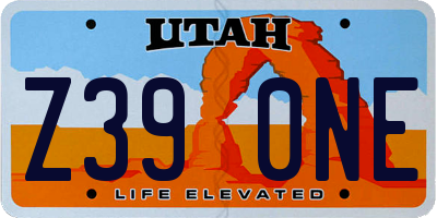 UT license plate Z390NE