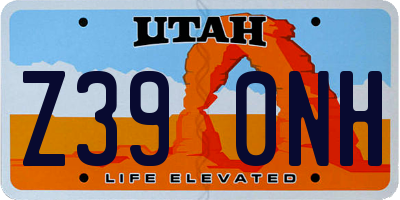 UT license plate Z390NH