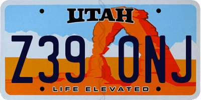 UT license plate Z390NJ