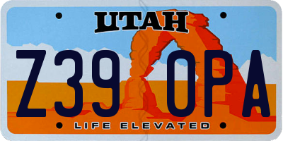 UT license plate Z390PA