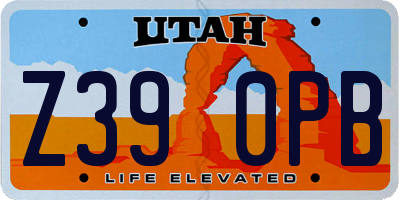 UT license plate Z390PB