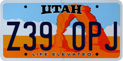UT license plate Z390PJ