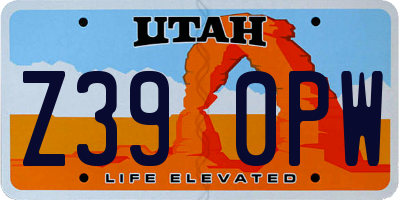 UT license plate Z390PW