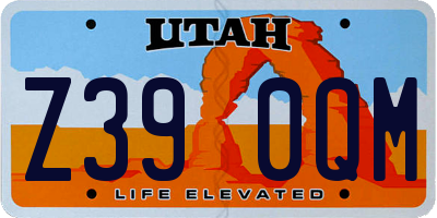 UT license plate Z390QM
