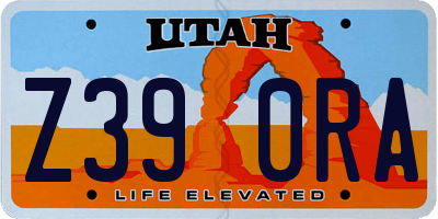 UT license plate Z390RA