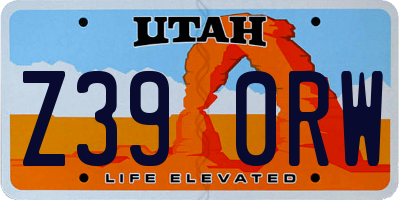 UT license plate Z390RW