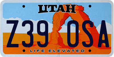 UT license plate Z390SA