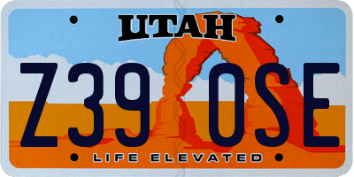 UT license plate Z390SE