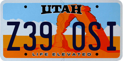 UT license plate Z390SI