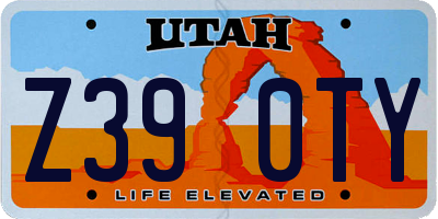 UT license plate Z390TY