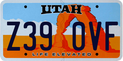 UT license plate Z390VF