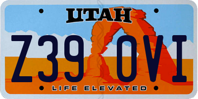 UT license plate Z390VI