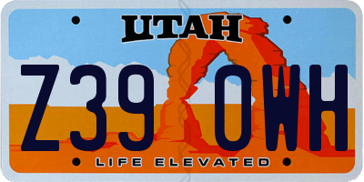 UT license plate Z390WH