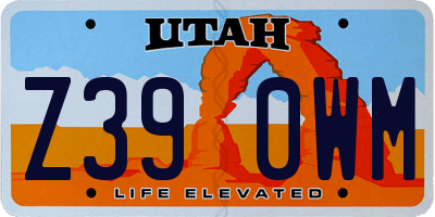 UT license plate Z390WM