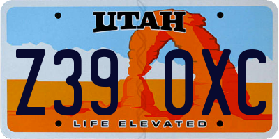 UT license plate Z390XC