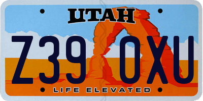 UT license plate Z390XU