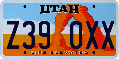 UT license plate Z390XX