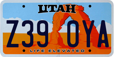 UT license plate Z390YA