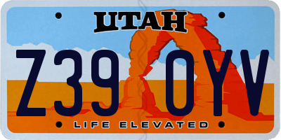 UT license plate Z390YV