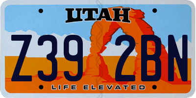 UT license plate Z392BN