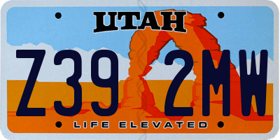 UT license plate Z392MW