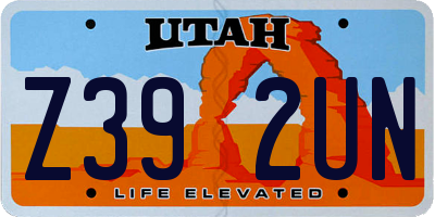 UT license plate Z392UN