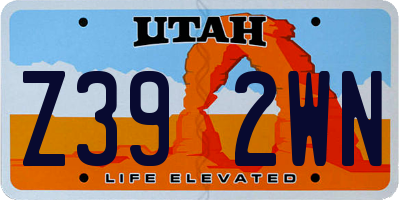 UT license plate Z392WN