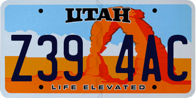 UT license plate Z394AC