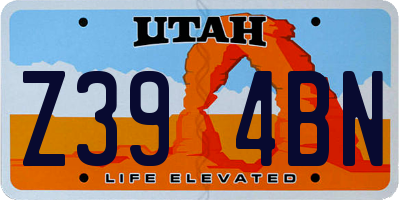 UT license plate Z394BN