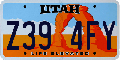UT license plate Z394FY
