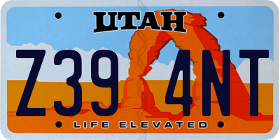 UT license plate Z394NT