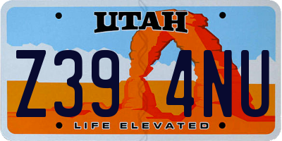 UT license plate Z394NU