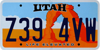 UT license plate Z394VW
