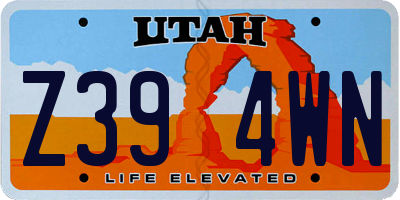 UT license plate Z394WN