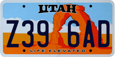 UT license plate Z396AD