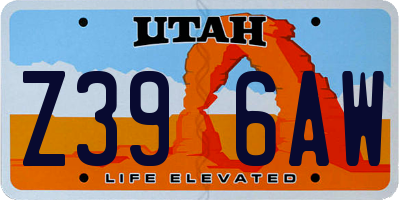 UT license plate Z396AW
