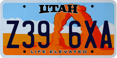 UT license plate Z396XA